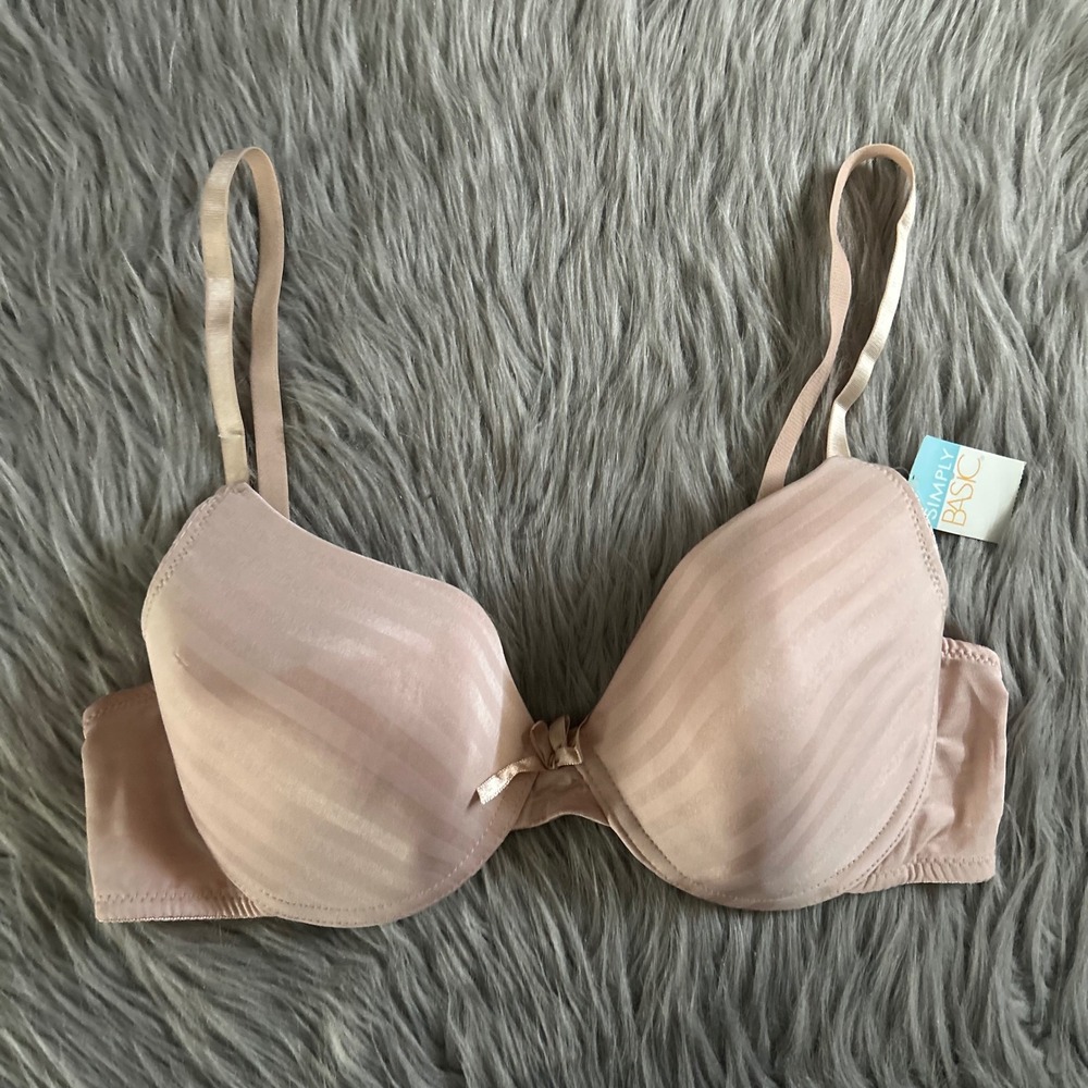 Simply Basic T-Shirt Bra Women Size 36C Tan Lightly Lined Underwire Back Closure